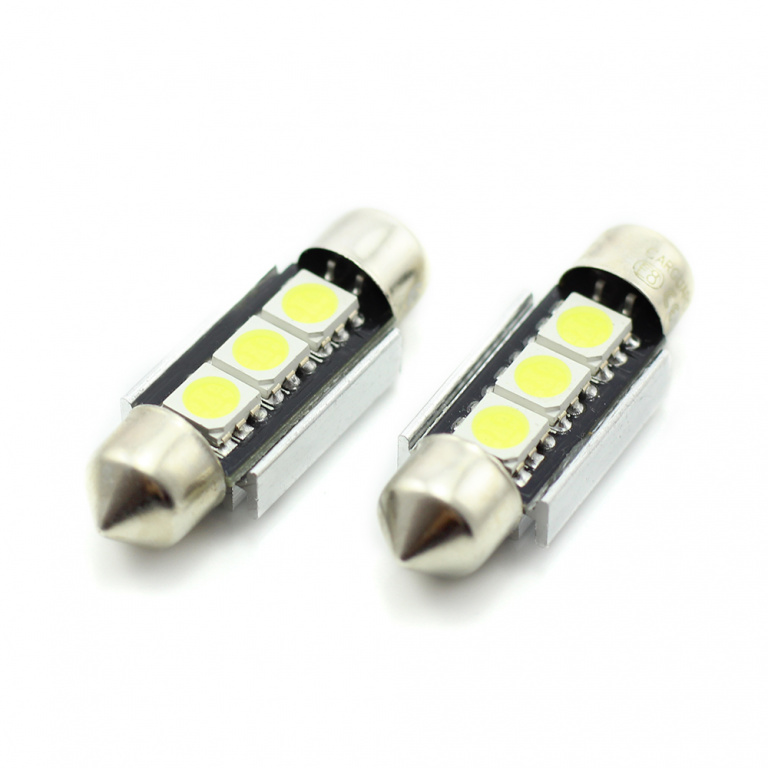 Set 2 Buc Led Carguard Sofit 12V 3 SMD Canbus Alb 6000K 36mm CAN106