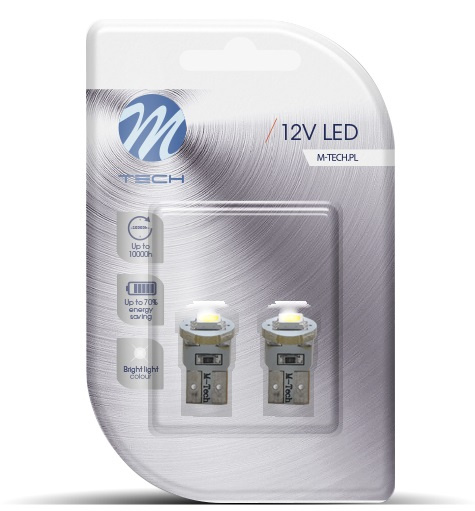 Set 2 Buc Led M-Tech T10 12V W2,1X9,5D Alb LB081W