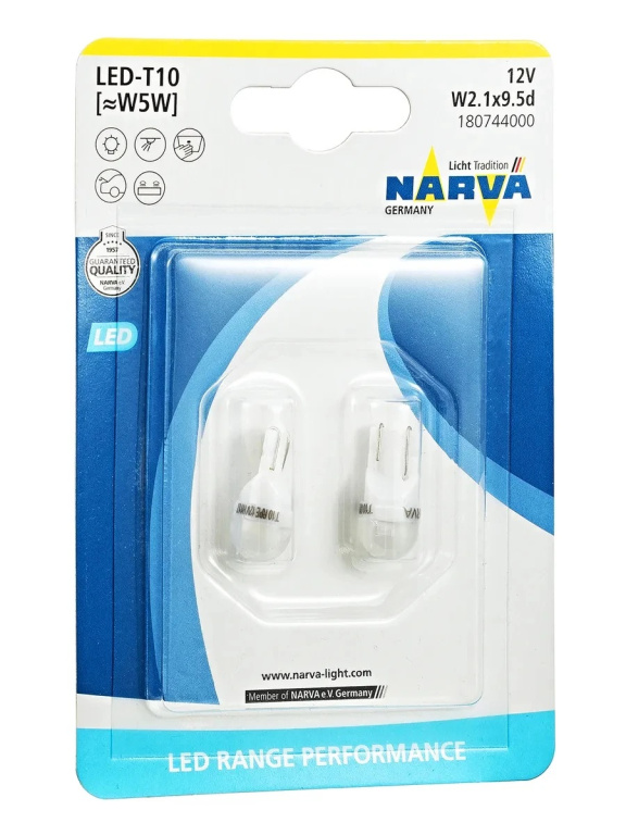 Set 2 Buc Led Narva T10 12V 5W W2.1x9.5d 6000K Blister 18074