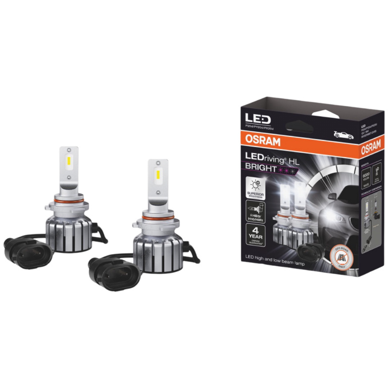 Set 2 Buc Led Osram HB3 / H10 / HIR1 12V 19W P20D / PY20D LEDriving HL Bright Canbus Alb 6000K +300% 9005DWBRT-2HFB