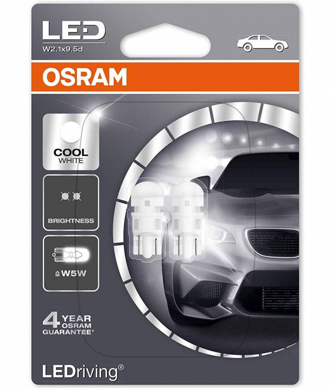 Set 2 Buc Led Osram Ledriving T10 12V 1W 6000K 2880CW-02B