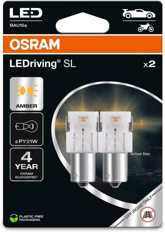 Set 2 Buc Led Osram PY21W 12V Galben Blister 7507DYP-2BL