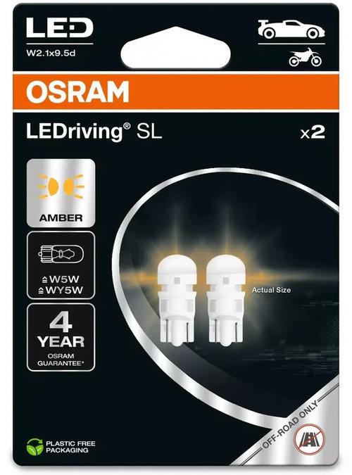 Set 2 Buc Led Osram T10 12V Amber Blister 2827DYP-2BL