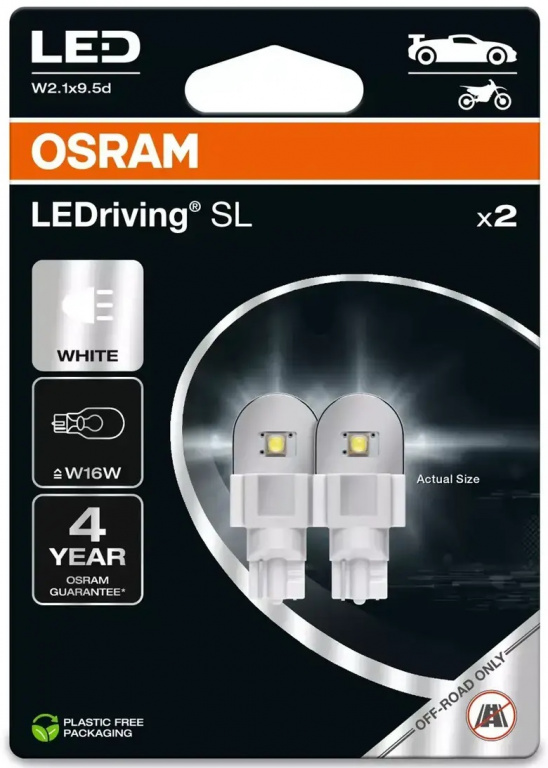 Set 2 Buc Led Osram W16W 12V Alb 6000K Blister 921DWP-2BL