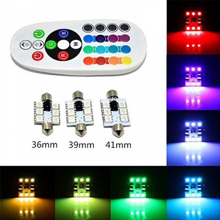 Set 2 Buc Led Sofit 12V 6 SMD 5050 RGB Cu Telecomanda 41mm 031016-5