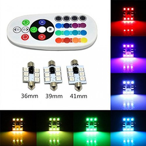 Set 2 Buc Led Sofit 12V 6 SMD 5050 RGB Cu Telecomanda 36mm 031016-3