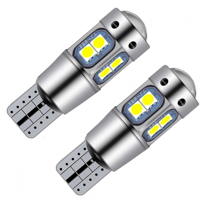 Set 2 Buc Led T10 12V / 24V 10 SMD Canbus Alb 6000K LED 092-B