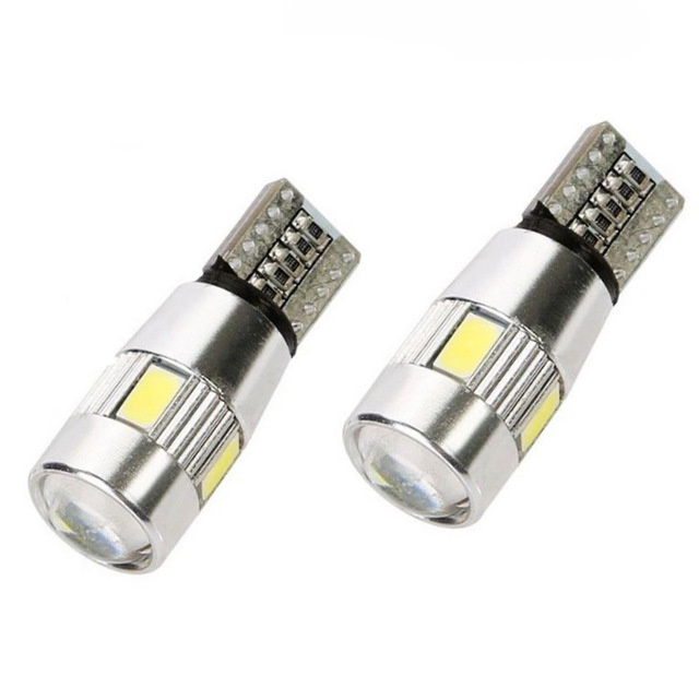 Set 2 Buc Led T10 12V 6 SMD 5630 + Lupa In Varf Alb Canbus 70326W-12V TCT-4987