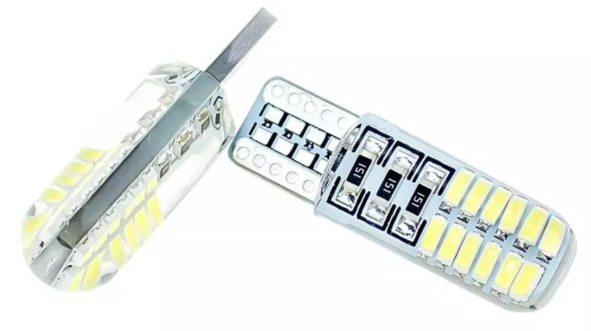 Set 2 Buc Led T10 24 SMD Silicon Albastru Deschis LED 037-IB