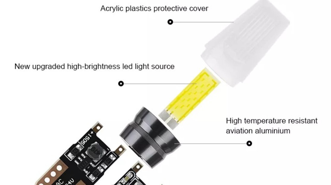 Set 2 Buc Led T10 Cob 12V LED 561