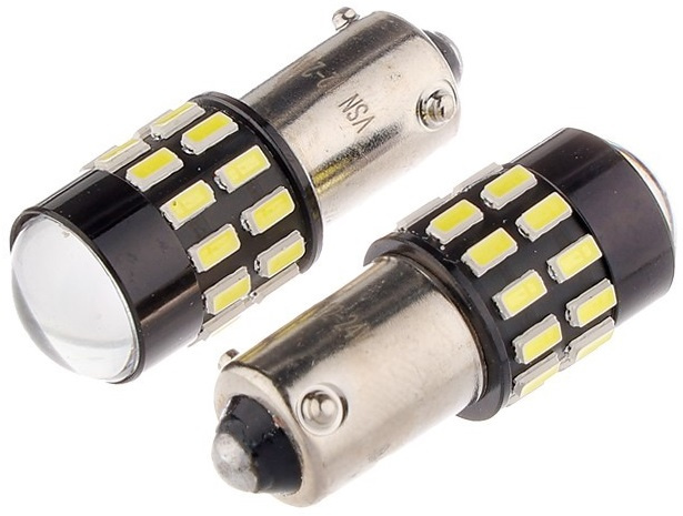 Set 2 Buc Led Vision BAY9S 12V / 24V 30 SMD 3014 H21W Nepolar, Canbus, Alb 6500K 58243