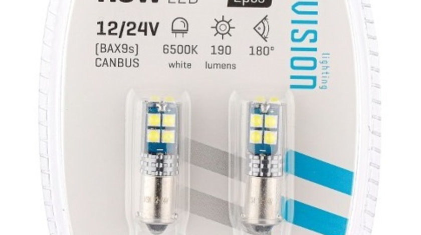 Set 2 Buc Led Vision H6W BAX9S 12/24V Canbus, Alb 58316