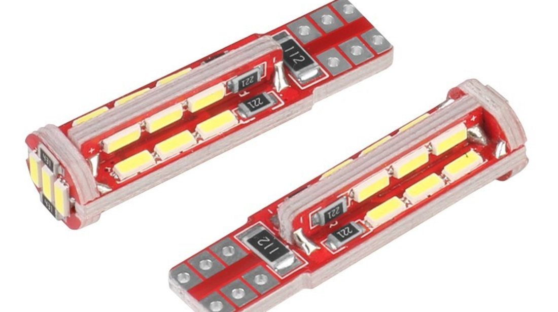 Set 2 Buc Led Vision T10 12V 27 SMD 4014 Canbus, Alb 58253