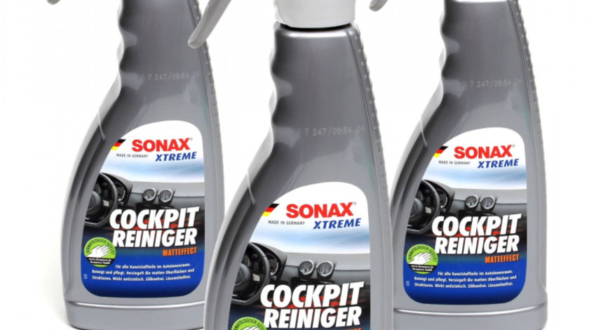 Set 3 Buc Sonax Xtreme Cockpit Cleaner Matt Finish Solutie Curatat Bord Efect Mat 500ML 283241