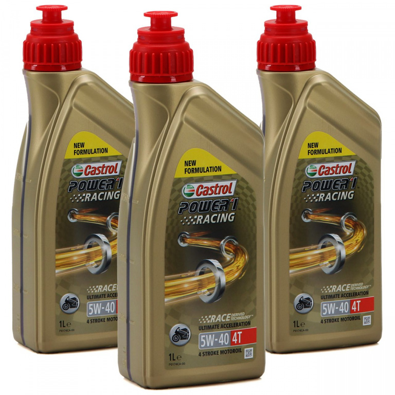 Set 3 Buc Ulei Motor Castrol Power 1 Racing 5W-40 4T 1L 14EAFF