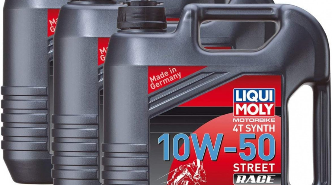 Set 3 Buc Ulei Motor Liqui Moly Motorbike 4T Synth 10W-50 Street Race 4L 1686