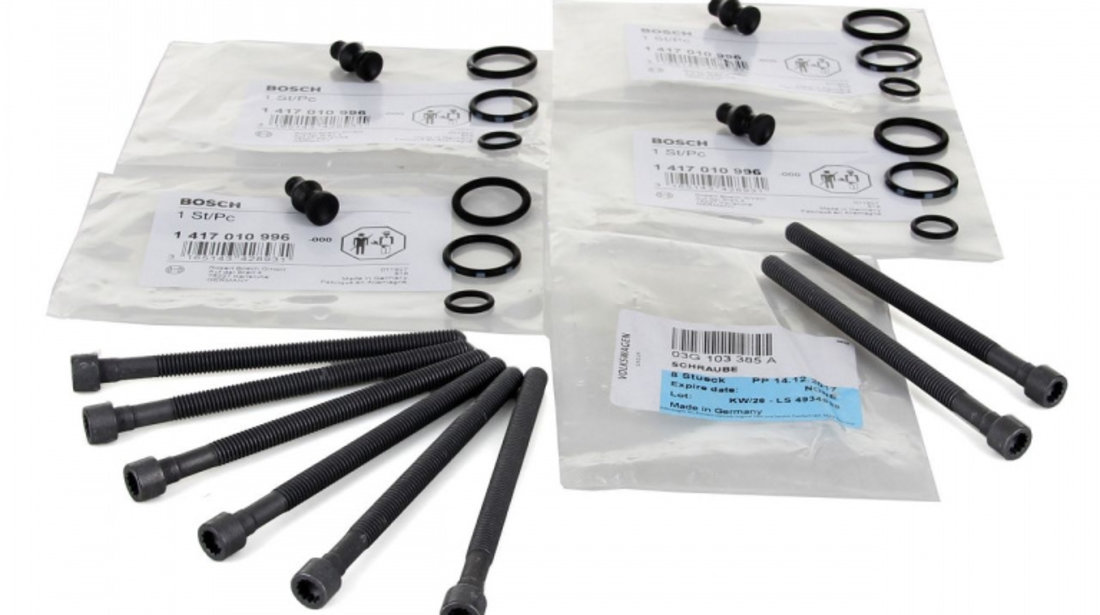 Set 4 Buc Kit Reparatie Injector Bosch 1 417 010 996 + Set 8 Buc Surub Fixare Injector Oe Volkswagen M6x88mm 2.0 TDI 03G103385A