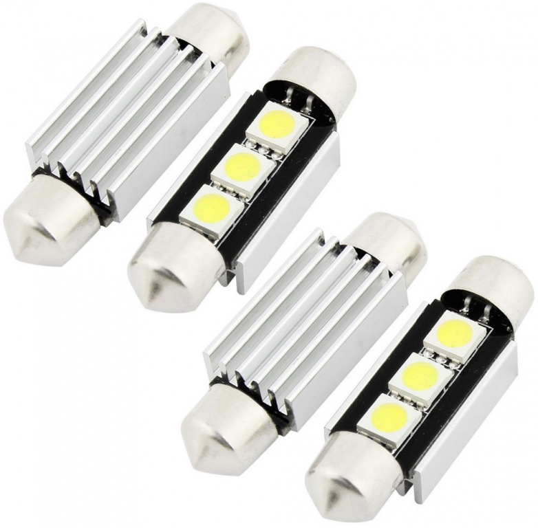 Set 4 Buc Led Sofit 12V 3 SMD 5050 Canbus Alb 6000K 11 X 39mm JSUN41 090221-9