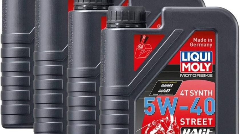 Set 4 Buc Ulei Motor Liqui Moly Motorbike 4T Synth 5W-40 Street Race 1L 2592