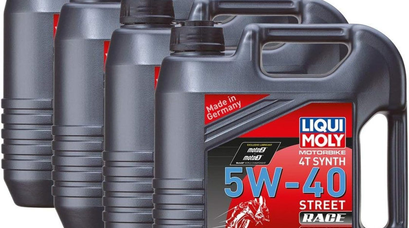 Set 4 Buc Ulei Motor Liqui Moly Motorbike 4T Synth 5W-40 Street Race 4L 1685