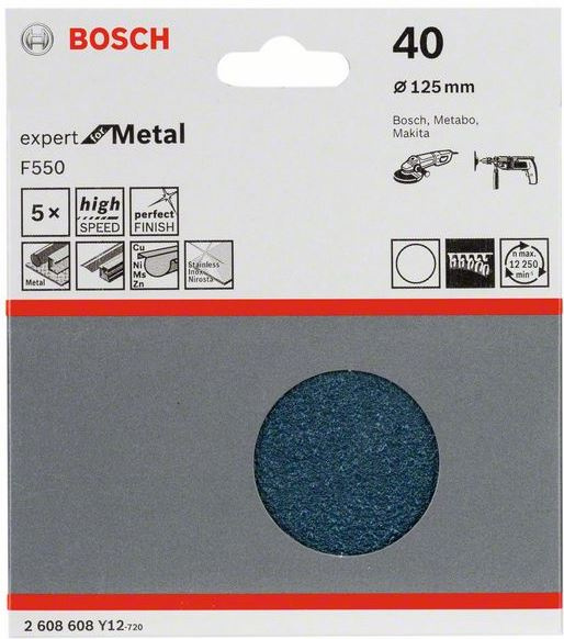 Set 5 Buc Disc Abraziv Bosch F550 125MM G40 2 608 608 Y12