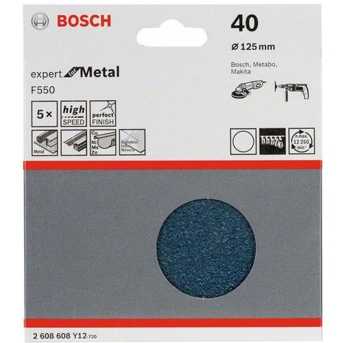 Set 5 Buc Disc Abraziv Bosch F550 125MM G40 2 608 608 Y12