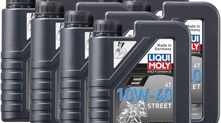 Set 8 Buc Ulei Motor Liqui Moly Motorbike 4T 10W-40 Street 1L 1521