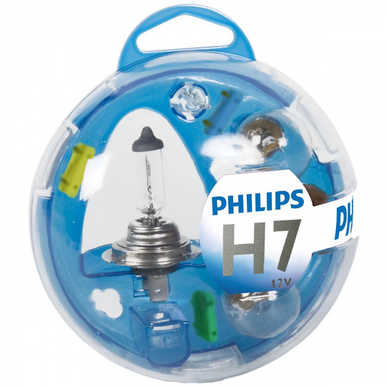 Set Becuri Rezerva Philips H7 12V 55W PX26d + Becuri Semnalizare + Sigurante Essential Box 55719EBKM