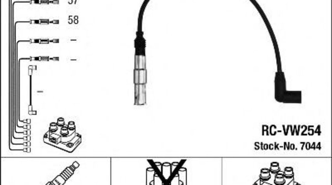 Set cablaj aprindere AUDI A4 (8E2, B6) (2000 - 2004) NGK 7044 piesa NOUA