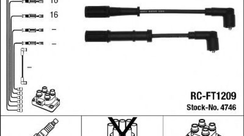 Set cablaj aprindere FIAT ALBEA (178) (1996 - 2009) NGK 4746 piesa NOUA