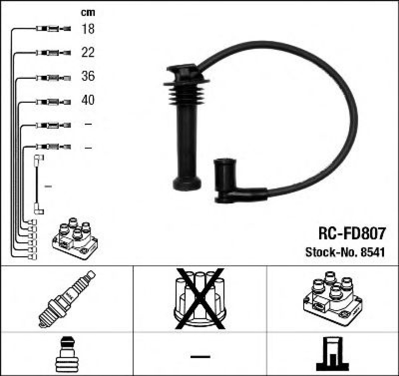 Set cablaj aprindere FORD FOCUS III (2010 - 2016) NGK 8541 piesa NOUA