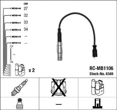 Set cablaj aprindere MERCEDES B-CLASS (W245) (2005 - 2011) NGK 6349 piesa NOUA