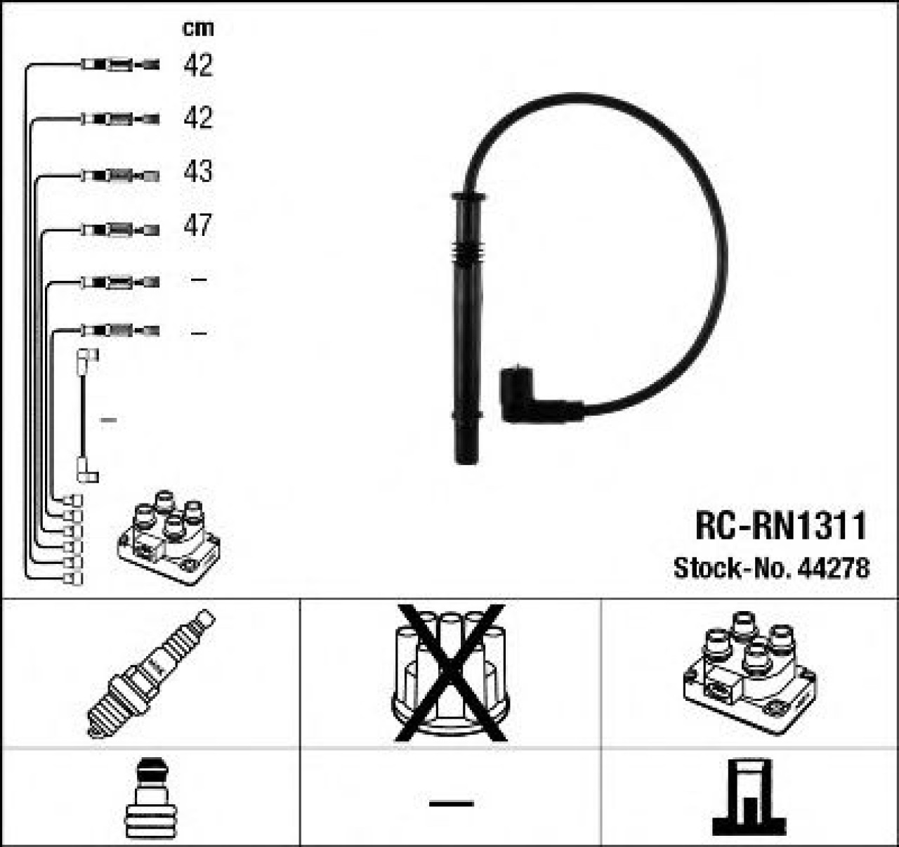 Set cablaj aprindere RENAULT SYMBOL II (LU1/2) (2008 - 2013) NGK 44278 piesa NOUA