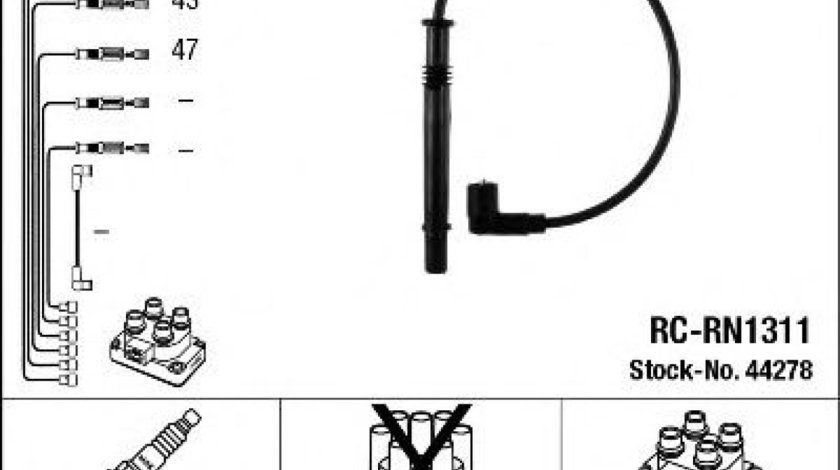 Set cablaj aprindere RENAULT TWINGO I (C06) (1993 - 2012) NGK 44278 piesa NOUA