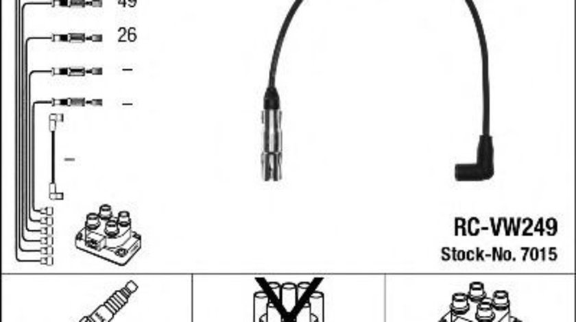 Set cablaj aprindere VW CADDY III Caroserie (2KA, 2KH, 2CA, 2CH) (2004 - 2016) NGK 7015 piesa NOUA