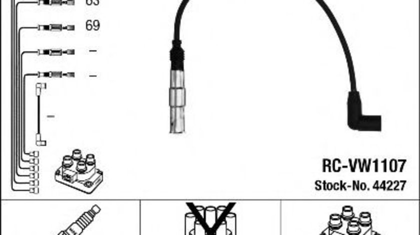 Set cablaj aprindere VW GOLF IV Variant (1J5) (1999 - 2006) NGK 44227 piesa NOUA