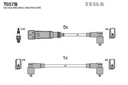 Set cablaj aprindere VW TRANSPORTER IV bus (70XB, 70XC, 7DB, 7DW, 7DK) (1990 - 2003) TESLA T057B pie...