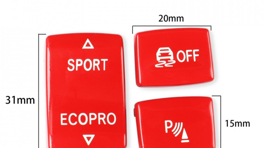 Set Capace Butoane Consola Schimbator Viteze Sport / Ecopro, Off, Pdc Compatibil Bmw Seria 3 F30 2011→ 8063 Rosu
