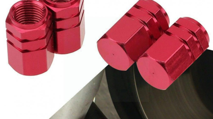 Set capacele auto pentru ventil hexagon rosu 4 buc AVX-AM02238