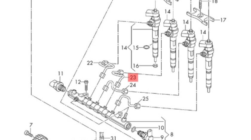 Set conducta presiune inalta 2.0 Bi -TDI CSHA Volkswagen Amarok 2014 2015 OEM 03L130301AA