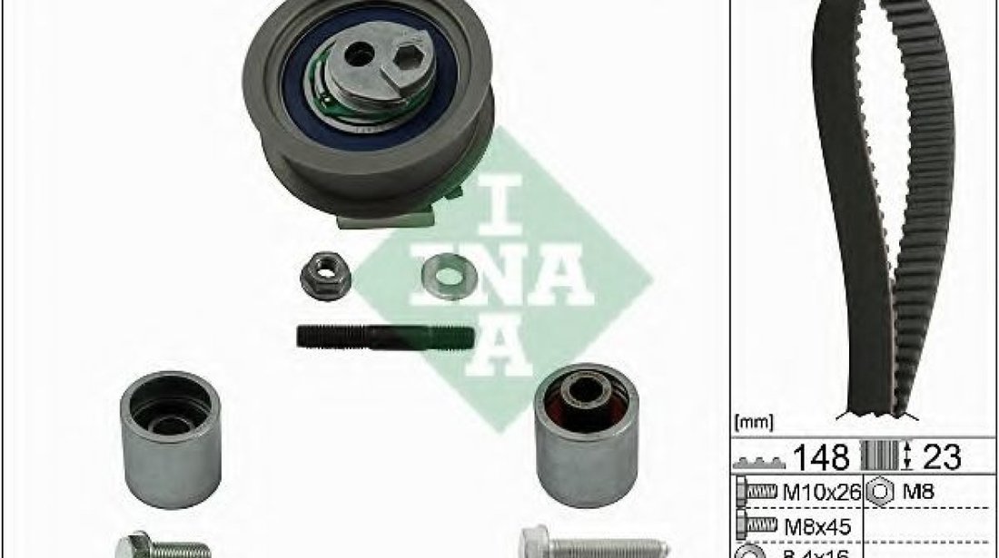 Set curea de distributie AUDI A3 (8P1) (2003 - 2012) INA 530 0445 10 piesa NOUA