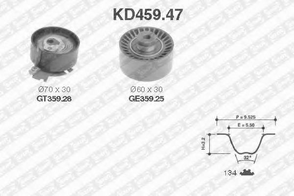 Set curea de distributie CITROEN BERLINGO (MF) (1996 - 2016) SNR KD459.47 piesa NOUA