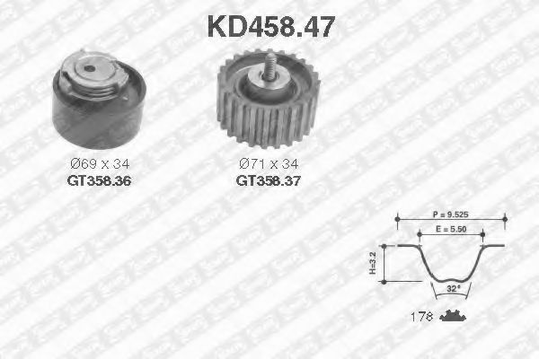 Set curea de distributie FIAT DUCATO caroserie (244) (2002 - 2016) SNR KD458.47 piesa NOUA