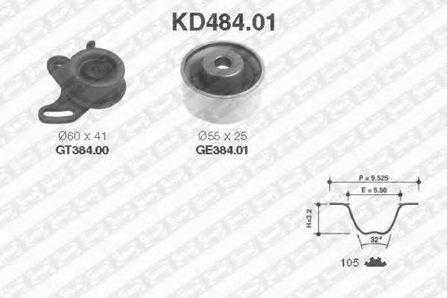 Set curea de distributie HYUNDAI GETZ (TB) (2002 - 2010) SNR KD484.01 piesa NOUA