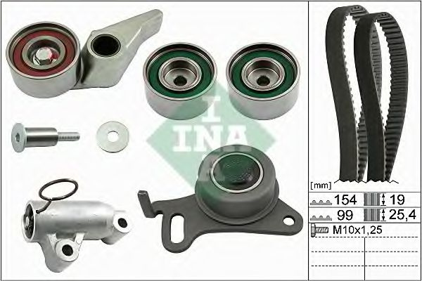 Set curea de distributie MITSUBISHI L 200 (KB, KA) (2004 - 2016) INA 530 0594 10 piesa NOUA