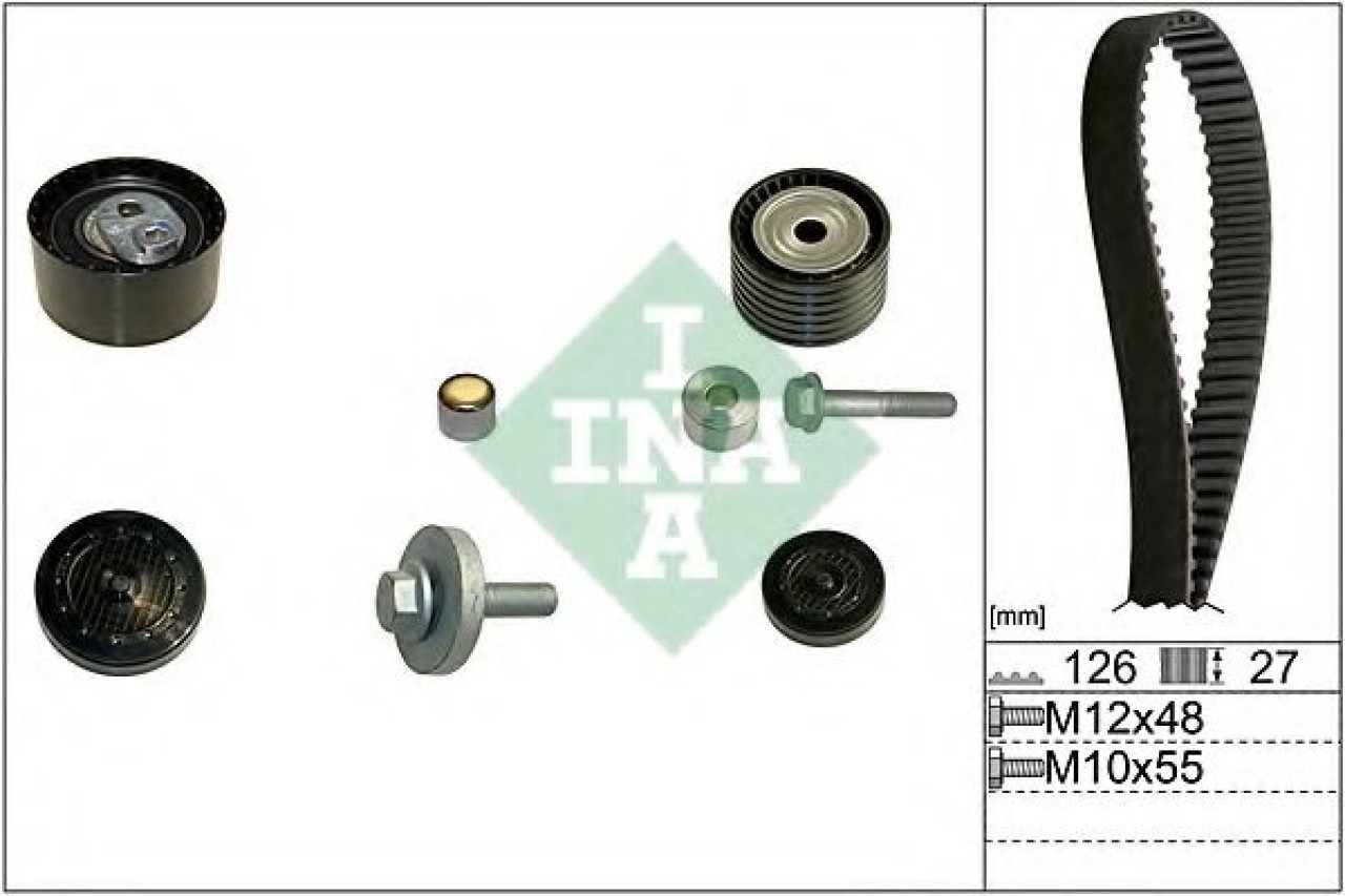 Set curea de distributie RENAULT LAGUNA III Grandtour (KT0/1) (2007 - 2016) INA 530 0638 10 piesa NOUA