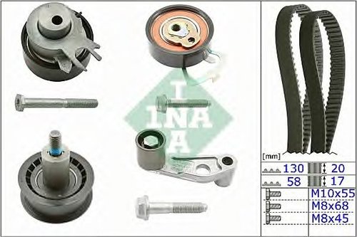 Set curea de distributie SEAT IBIZA IV (6L1) (2002 - 2009) INA 530 0089 10 piesa NOUA