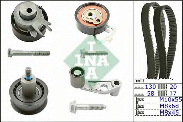 Set curea de distributie SKODA FABIA I Limuzina (6Y3) (1999 - 2007) INA 530 0089 10 piesa NOUA