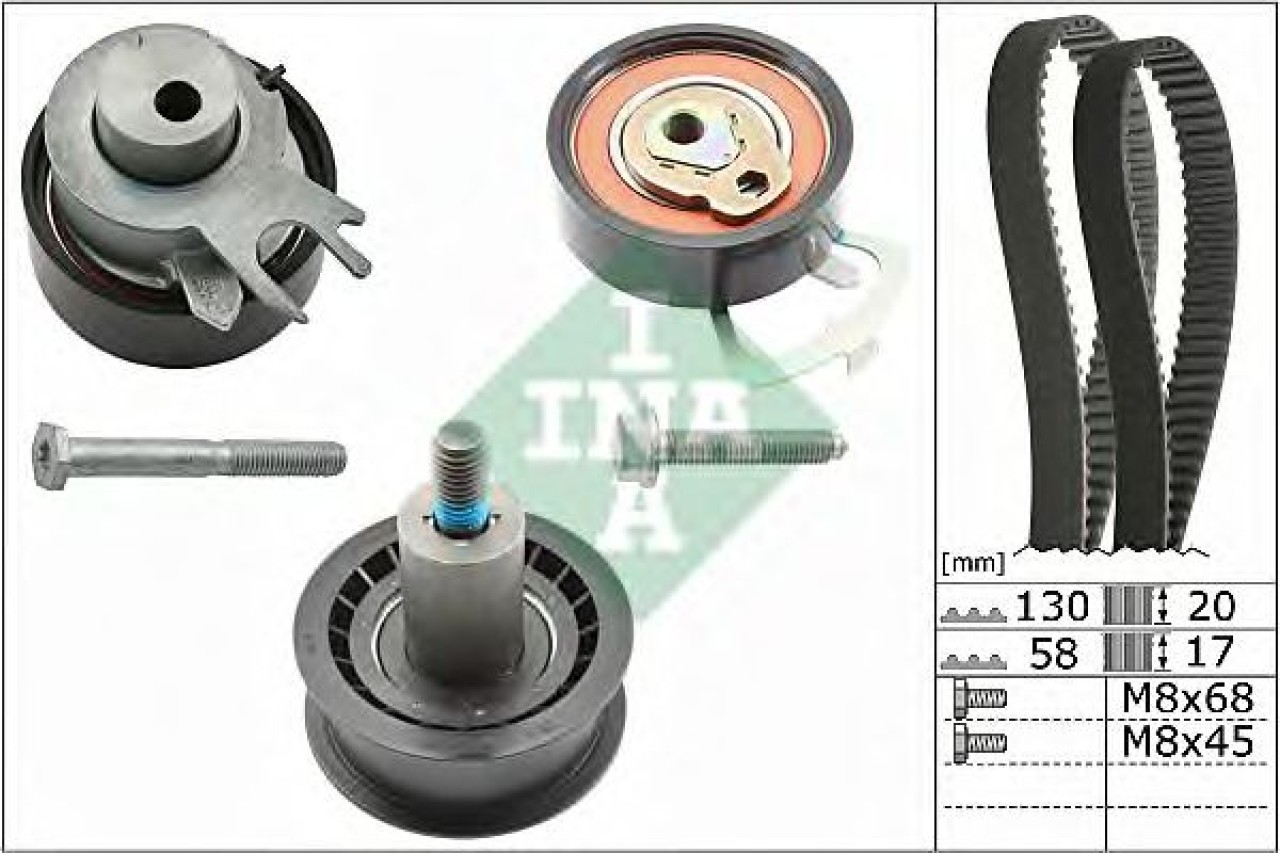 Set curea de distributie SKODA OCTAVIA II (1Z3) (2004 - 2013) INA 530 0538 10 piesa NOUA