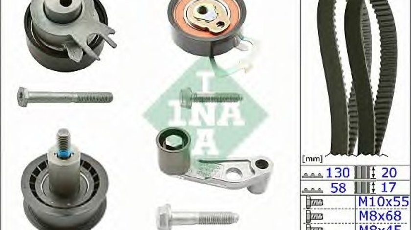 Set curea de distributie SKODA OCTAVIA II Combi (1Z5) (2004 - 2013) INA 530 0089 10 piesa NOUA